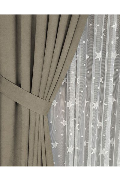 Yuka Diamond Double Wing Sandstone Velvet Textured Frequently Pleated Plain Island Background Curtain Sade90 X 270