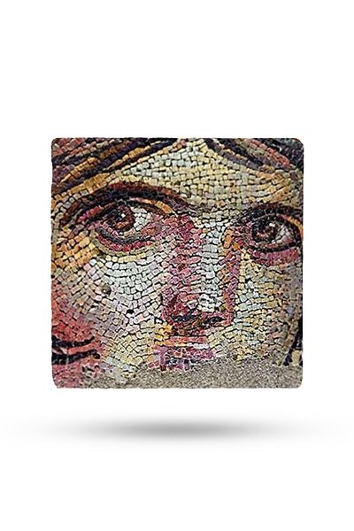 Begoloni Stone Decor Natural Stone Trivet 15X15Cm Zeugma Mosaics Printed Teapot Coaster - Pot Pan Coaster