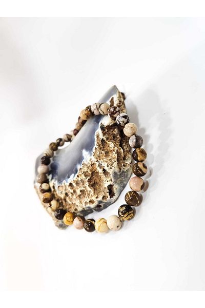 Yüksel Boncuk Σειρά φυσικών πολύτιμων λίθων Zebra Jasper 8 mm