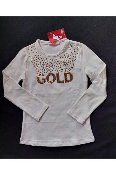 Zeyland Girl's 100% Cotton&cotton Gold Color Sequin Ecru Color Winter Blouse