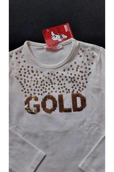 Zeyland Girl's 100% Cotton&cotton Gold Color Sequin Ecru Color Winter Blouse