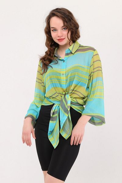 Bolder Jasmine Green Blue Pattern Beach Shirt