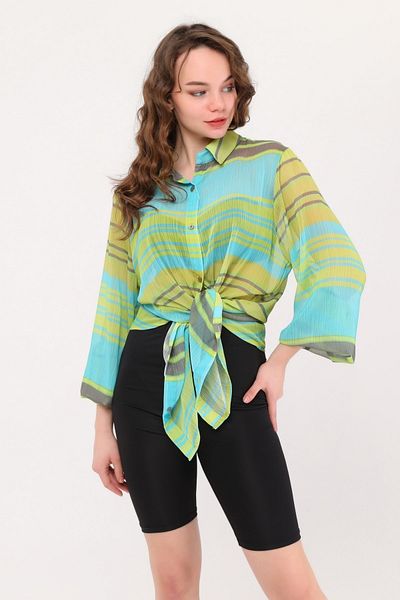 Bolder Jasmine Green Blue Pattern Beach Shirt