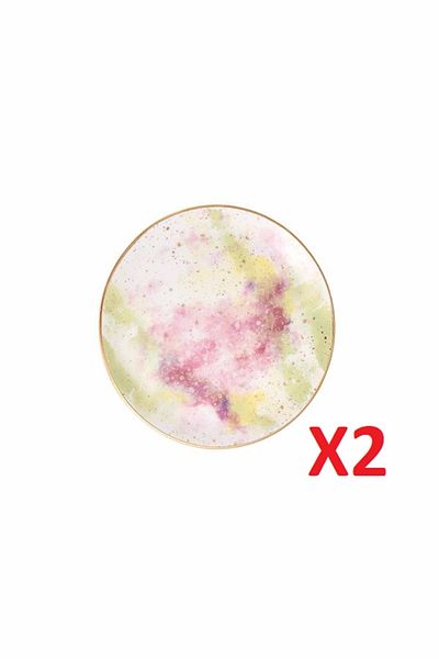 Porland Cosmos Pattern Flat Plate 17cm 2-pack 04alm006677