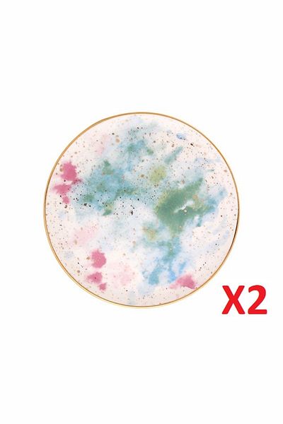 Porland Cosmos Pattern Flat Plate 17cm 2-pack 04alm006683