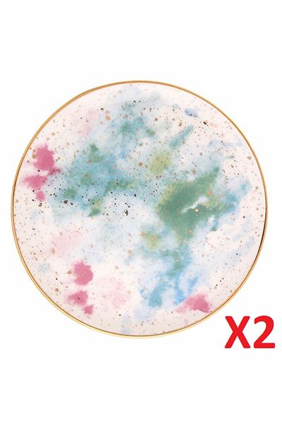Porland Cosmos Pattern Flat Plate 24cm Set of 2 04alm006671