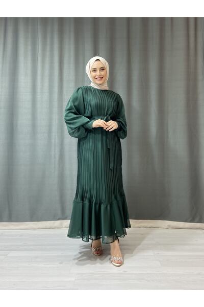Papatya Giyim İzmit Γυναικείο φόρεμα σιφόν με πλισέ Janjan Hijab