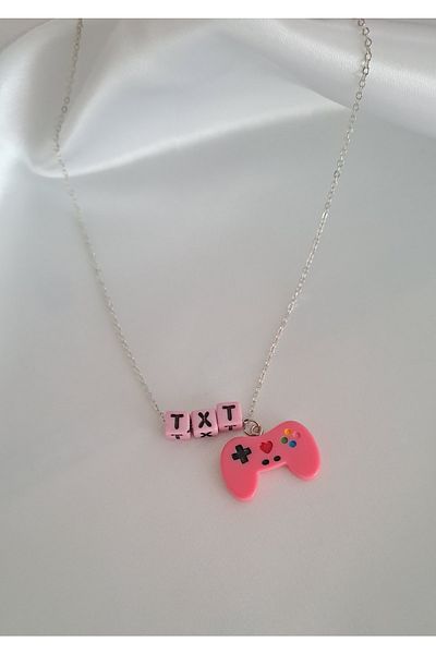 SOUL BY A&B Txt Necklace Pomegranate Flower Pink Necklace Kpop Txt Letter Necklace