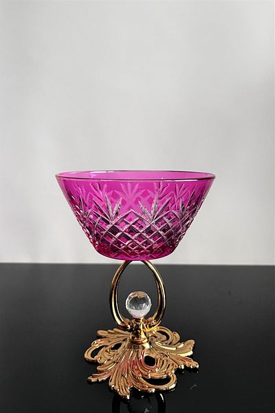 DECOSTYLE Vega Magnolia Bowl, colorful, metal base, decorated bowl, snack and ice cream holder 345cc