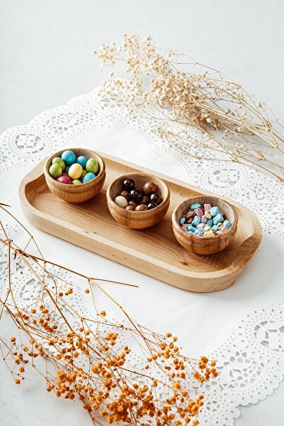 SaltanArt Wooden Seren Boat Plate Natural Wooden Presentation Plate