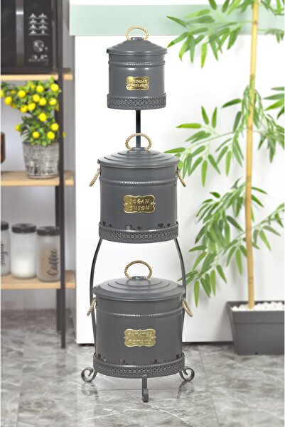 Yıldıray Metal Metal Standlı Ferforje 3 Katlı Patates Soğan Sarımsaklık