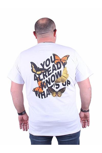 Starbattal Μπλουζάκι με λαιμόκοψη σε μεγάλο μέγεθος Butterfly 23107 Λευκό