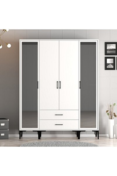 Variant Mobilya Kumsal 4 Kapılı Gardrop Rtr - Beyaz