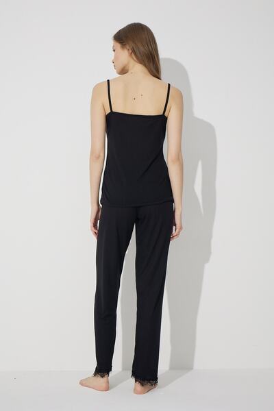 Siyah İnci Set halat de baie tricotat subțire Soft Touch 3 piese - negru