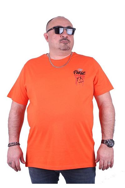 Starbattal Plus Size Crew Neck T-Shirt The Purge 23106 Orange