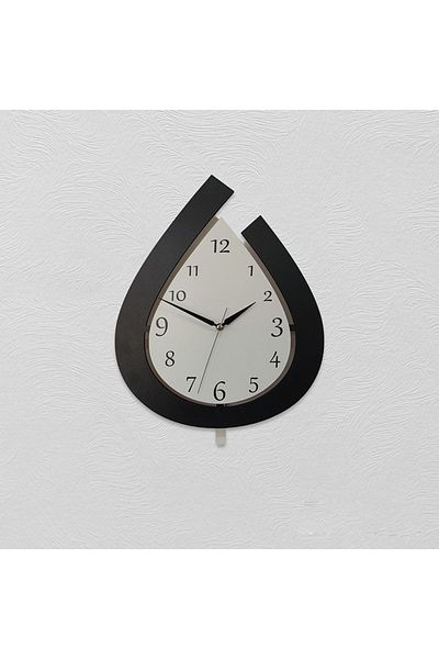 CajuArt Black White Modern Drop Shape Wooden Rocking Pendulum Clock