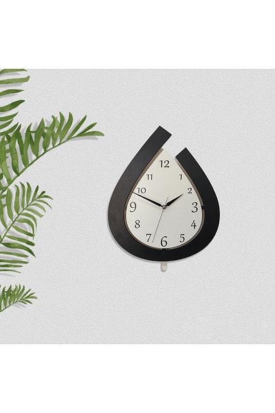 CajuArt Black White Modern Drop Shape Wooden Rocking Pendulum Clock