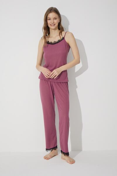 Siyah İnci Cherry Rotten 3-Piece Soft Touch Thin Knitted Dressing Gown Set