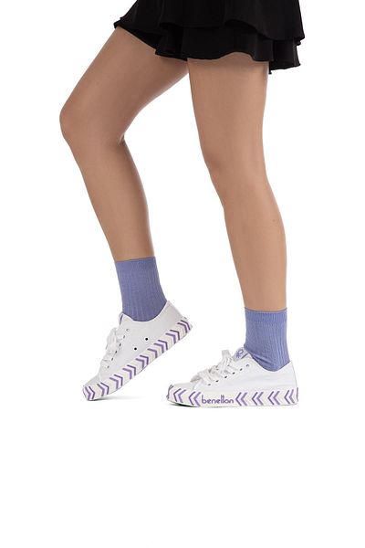 Benetton ® |   Bn-90624-3374 Alb Liliac - Pantofi sport dama