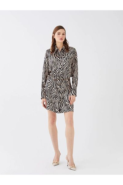 LC Waikiki Rochie de damă din satin cu mânecă lungă cu model Lcw Vision