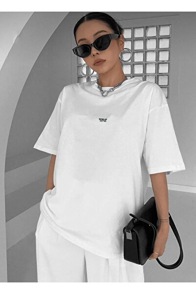 AFROGİYİM Γυναικείο μπλουζάκι Oversize με στάμπα