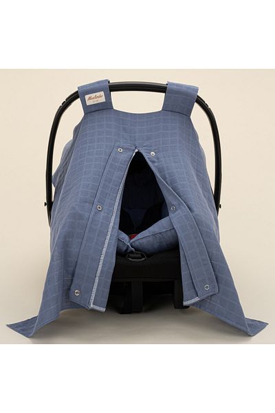 Yunikobaby Single Layer Muslin Stroller Cover and Cushion - Indigo Muslin