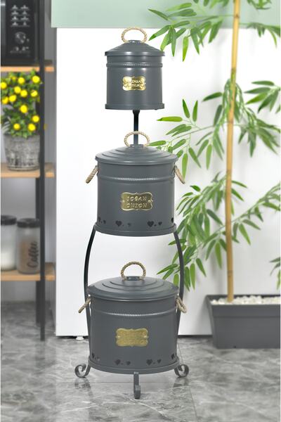 Yıldıray Metal 3 Tier Potato Onion Garlic Holder with Metal Stand