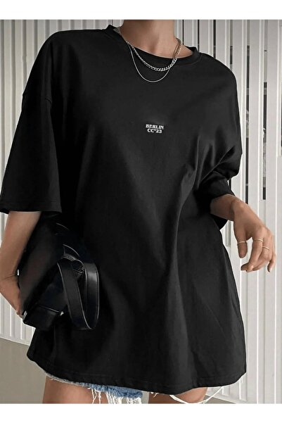 AFROGİYİM Γυναικείο μπλουζάκι Oversize με στάμπα