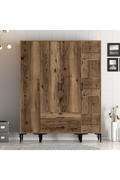 Variant Mobilya Kumsal 4 Kapılı Gardrop Stp V731 - Ceviz