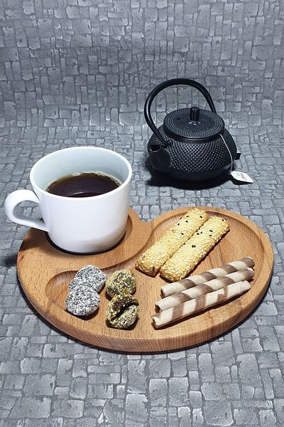 kozawoodart Wooden Beech Snack Bowl - Breakfast and Service - Presentation Plate Kz1011 Kzf1011n