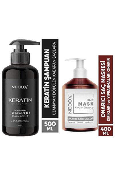 NEDOX شامبو العناية بالشعر بالكيراتين 500 مل + قناع العناية بالشعر 400 مل