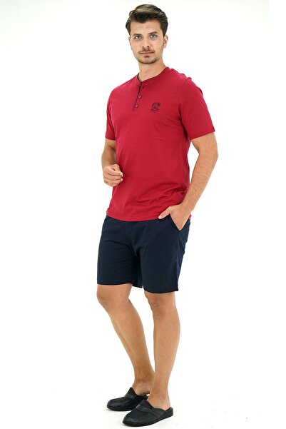 D'S Damat Şort Pijama Takımı Bordo