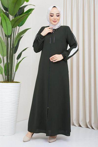 KMKkombin Women's Overcoat with Sleeve Zipper and Front Chain