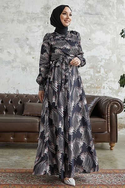 InStyle Φόρεμα Nori με Ζώνη Σατέν - Μαύρο