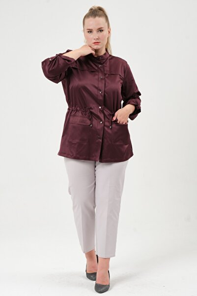 Shahiqa Büyük Beden Astarsız Trençkot