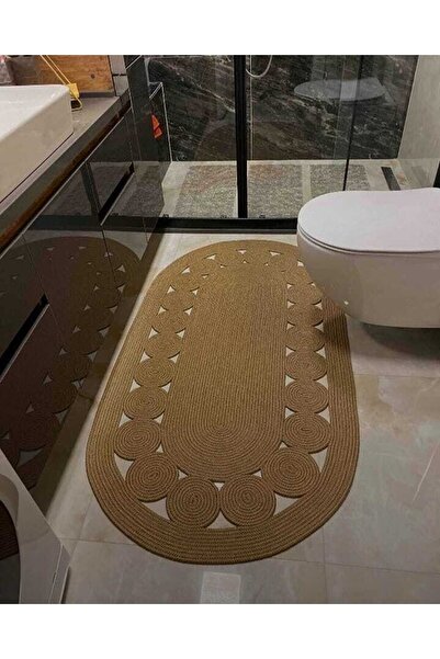 MUGG LİFE Jüt El Dokuma Hasır Oval Kilim Halı Paspas Yolluk