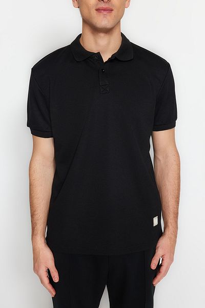 Trendyol Collection Black POlo Neck T-shirt - Label Applique, Regular Cut TMNSS23po00016