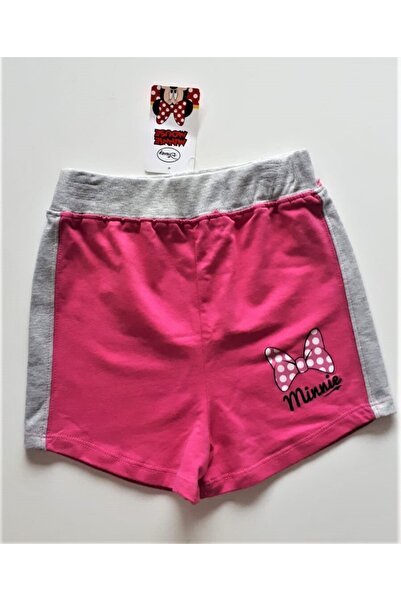 Minnie Mouse Lisanslı Kız Çocuk Yazlık Esnek Pembe Renk Beli Lastikli Şort