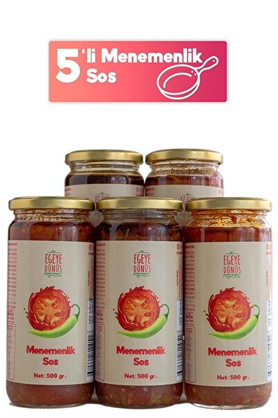 EGEYE DÖNÜŞ Ev Yapımı Yemek Için Hazır Menemenlik Sos 5'li Cam Kavanoz-500 gr