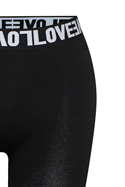 HNX Black Love Elastic Cotton Women's Tights Shorts