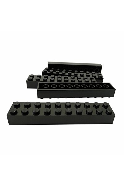 LEGO Orjinal Aksesuar Moc Custom Creator Brick 2 X 10 Tuğla Siyah 4 Adet Gönd...