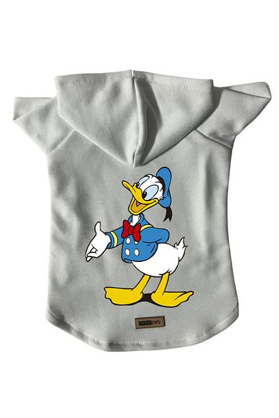 Monopetz Hooded Fleece Sweatshirt Dog And Cat Outfit & Dress - White Donald