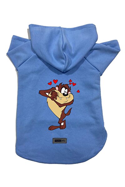 Monopetz سويت شيرت من الصوف بغطاء للرأس ملابس للكلاب والقطط - أزرق وحش تسماني...