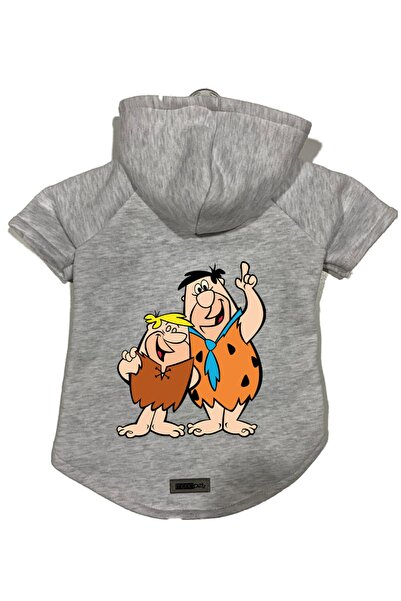 Monopetz سويت شيرت من الصوف بغطاء للرأس للكلاب والقطط - رمادي بارني وفريد