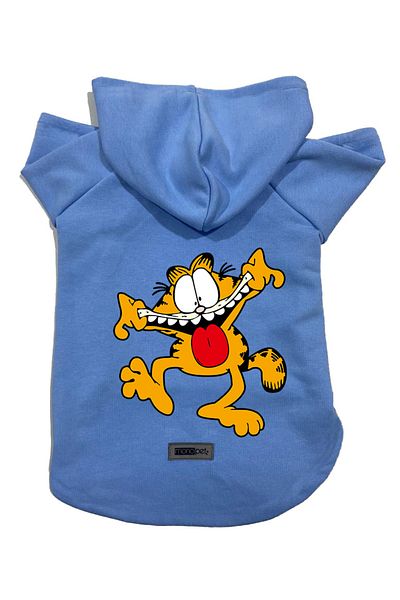 Monopetz Hooded Fleece Sweatshirt Dog And Cat Outfit & Dress - Blue New Garfield