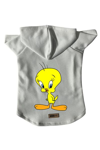 Monopetz Hooded Fleece Sweatshirt Dog And Cat Outfit & Dress - White New Tweety