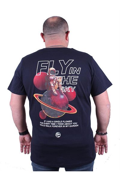 MocGrande Μπλουζάκι με λαιμόκοψη σε μεγάλο μέγεθος Fly In The Sky 23110 Navy Blue