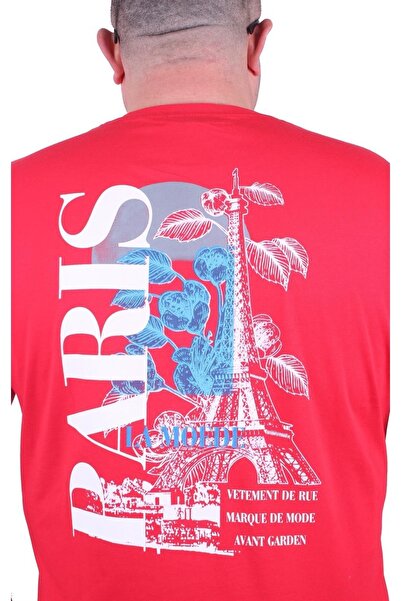 MocGrande Plus Size Crew Neck T-Shirt Paris 23105 Red