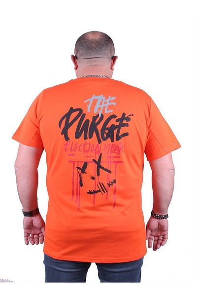 MocGrande Μπλουζάκι με λαιμόκοψη σε μεγάλο μέγεθος The Purge 23106 Πορτοκαλί