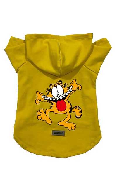Monopetz Hooded Fleece Sweatshirt Dog And Cat Outfit & Dress - Yellow New Garfield